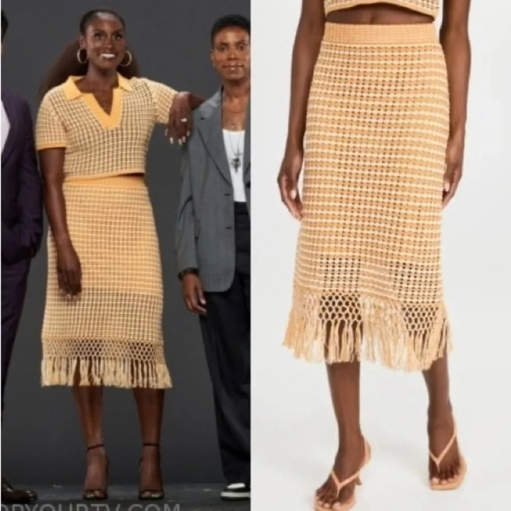 Derek Lam Knit Crop Polo and Fringe Skirt - Picture 4 of 12